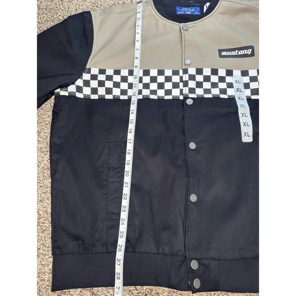 Ford Mustang American Checkered Racing Jacket Men's Size XL Black NEW With Tags - Picture 8 of 12